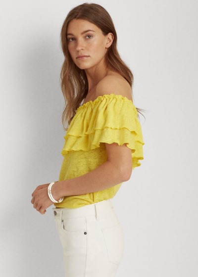 Women's Ralph Lauren Linen Off-the-Shoulder Tops | 980671SXE